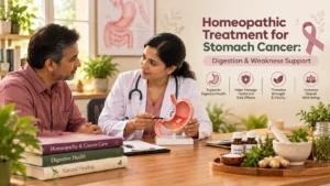 Homeopathic treatment for stomach cancer patient eating small Indian meal for digestion support at Viraj Veda Healthcare Amritsar